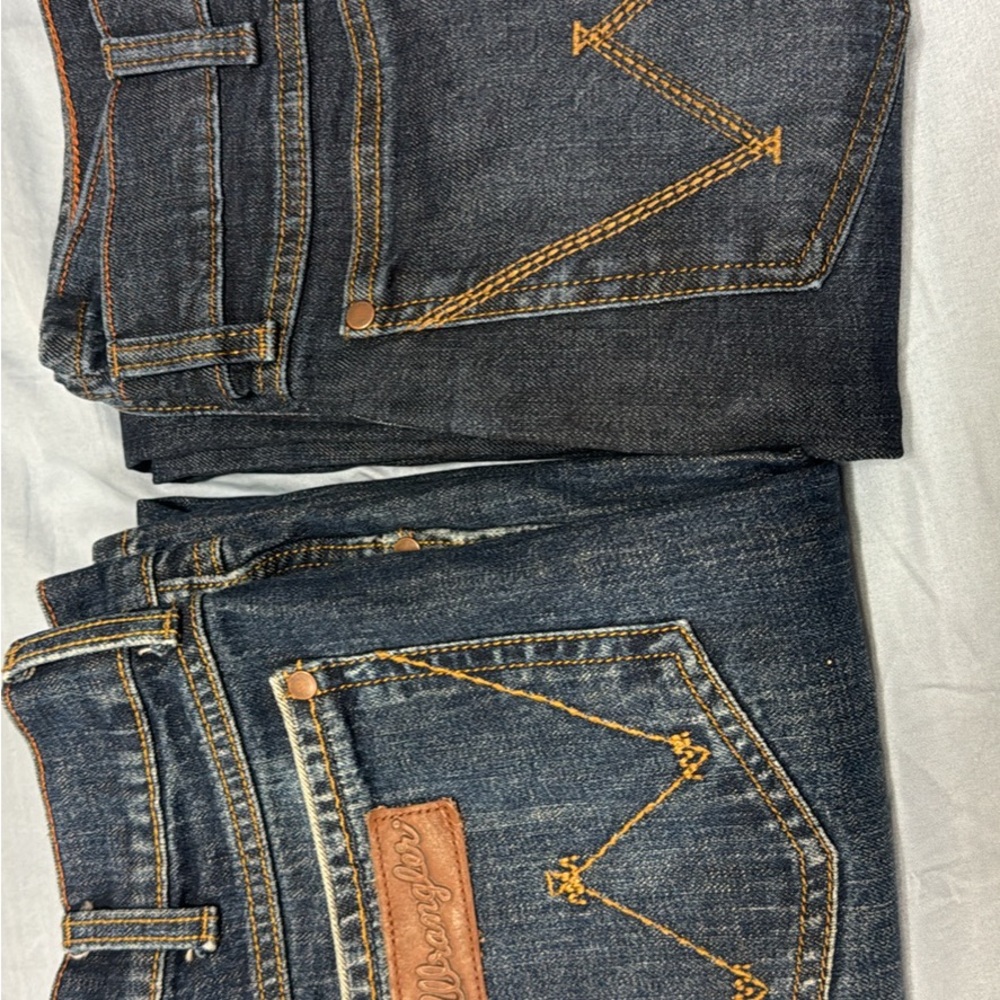 (2) Wrangler Men's Dark Blue Straight Jeans 32x34